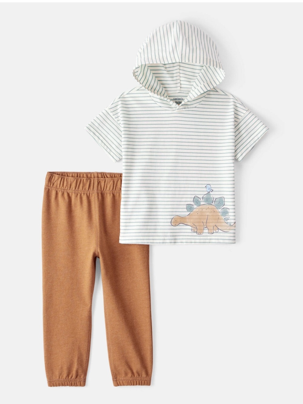 Carter’s 2-Piece Dinosaur Striped Hooded Tee & Jogger Set Multi 4T NWT